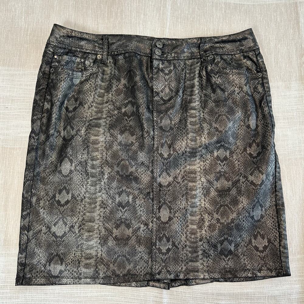 Lane Bryant Women's Sz‎ 16 Snakeskin Print Skirt Pockets Animal Print